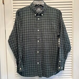 GAP Kids Authentic Flannel Shirt XXL/TTG Gray Plaid Button Up Long‎ Sleeve